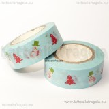 Washi Tape 15mm fantasia Natale Azzurro 10Metri