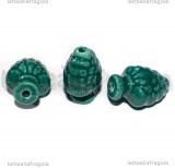 Pigna in Ceramica Verde Ramina con foro passante 19x14mm