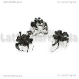 Quadrifoglio foro largo in metallo argento antico 13x9mm 