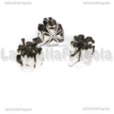 Quadrifoglio foro largo in metallo argento antico 13x9mm