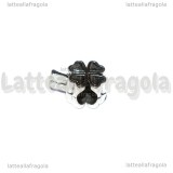 Quadrifoglio foro largo in metallo argento antico 13x9mm