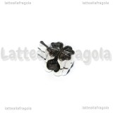 Quadrifoglio foro largo in metallo argento antico 13x9mm