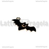 Charm Pipistrello in metallo dorato smaltato 23x14mm