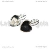 Coppia Monachelle Cuore chiuse in metallo silver plated per 12mm