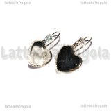 Coppia Monachelle Cuore chiuse in metallo silver plated per 12mm