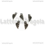 5 Ali in metallo argento antico 13x5mm