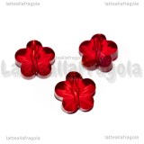 Fiore in Vetro Sfaccettato Rosso con foro passante 14mm