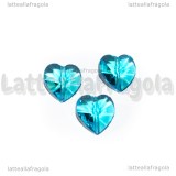 Cuore in Vetro Sfaccettato Azzurro con foro passante 14mm