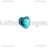 Cuore in Vetro Sfaccettato Azzurro con foro passante 14mm