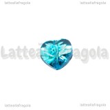 Cuore in Vetro Sfaccettato Azzurro con foro passante 14mm