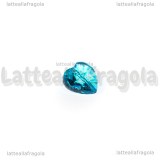 Cuore in Vetro Sfaccettato Azzurro con foro passante 14mm