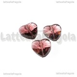 Cuore in Vetro Sfaccettato Ametista Chiaro con foro passante 14mm