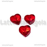 Cuore in Vetro Sfaccettato Rosso con foro passante 14mm