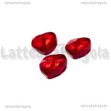 Cuore in Vetro Sfaccettato Rosso con foro passante 14mm