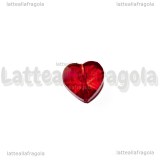 Cuore in Vetro Sfaccettato Rosso con foro passante 14mm