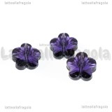 Fiore in Vetro Sfaccettato Ametista con foro passante 14mm