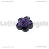 Fiore in Vetro Sfaccettato Ametista con foro passante 14mm