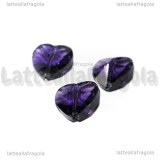 Cuore in Vetro Sfaccettato Ametista con foro passante 14mm