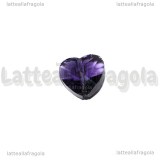 Cuore in Vetro Sfaccettato Ametista con foro passante 14mm
