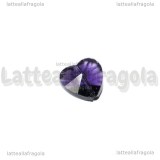 Cuore in Vetro Sfaccettato Ametista con foro passante 14mm
