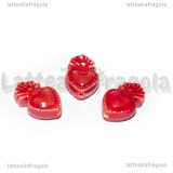 Ex Voto Cuore Sacro in Ceramica Rossa con foro passante 16x10mm