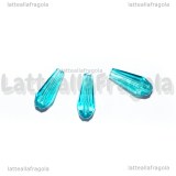 10 Gocce in vetro sfaccettato azzurro con foro passante 14x10mm