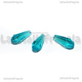 10 Gocce in vetro sfaccettato azzurro con foro passante 14x10mm