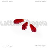 10 Gocce in vetro sfaccettato rosso con foro passante 14x10mm