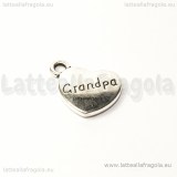 Ciondolo Cuore Grandpa double-face in metallo argento antico 18x14mm