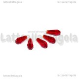 10 Gocce in vetro sfaccettato rosso con foro passante 14x10mm