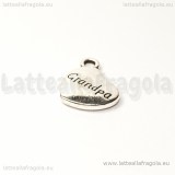 Ciondolo Cuore Grandpa double-face in metallo argento antico 18x14mm