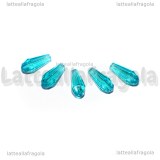 15 Gocce in vetro sfaccettato azzurro con foro passante 4x10mm