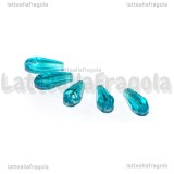 10 Gocce in vetro sfaccettato azzurro con foro passante 14x10mm