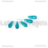 10 Gocce in vetro sfaccettato azzurro con foro passante 14x10mm
