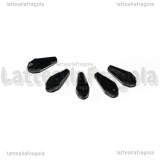 15 Gocce in vetro sfaccettato nero con foro passante 4x10mm
