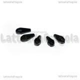 10 Gocce in vetro sfaccettato nero con foro passante 14x10mm