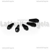 10 Gocce in vetro sfaccettato nero con foro passante 14x10mm
