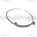 Bracciale rigido in metallo argentato con Strass Rosso