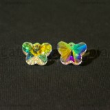Ciondolo Farfalla in Vetro Sfaccettato Cristal AB 15x12mm