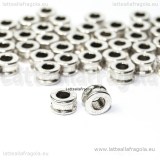 5 Rondelle in metallo argento antico 6x4mm