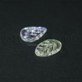 5 Ciondoli Foglia in Vetro Cristal AB 17x11mm