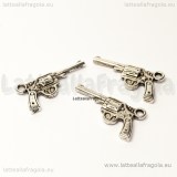 Charm double-face Pistola in metallo argento antico 26x12mm