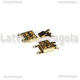 Chiusura Filigranata a 2 Fili in Acciaio Inox Dorato 21.5x7x4mm