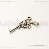 Charm double-face Pistola in metallo argento antico 26x12mm