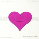 Ciondolo cuore in legno Fucsia 43x40mm