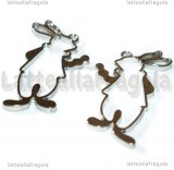 Ciondolo Bezel Bianconiglio in metallo argentato 53x30mm
