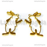 Ciondolo Bezel Bianconiglio in metallo gold plated 53x30mm
