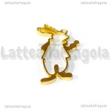 Ciondolo Bezel Bianconiglio in metallo gold plated 53x30mm