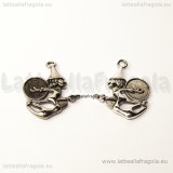 Ciondolo double-face Strega con luna in metallo argento antico 24x19mm