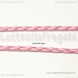 1 Metro cordino similpelle intrecciato rosa diametro 3mm